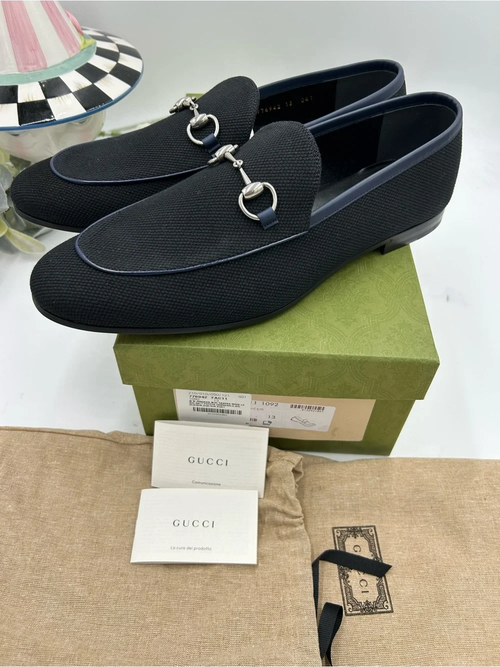 Men's  Gucci, NEW JORDAAN canvas horse bit loafer size 13 made in Italy